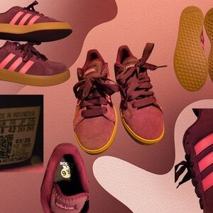 Adidas Maroon Shoes with Vibrant Pink Accents